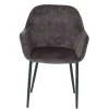Dunkelgrauer Armlehnenstuhl aus Samt - Estateas (2er Set)