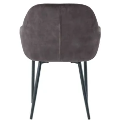 Dunkelgrauer Armlehnenstuhl aus Samt - Estateas (2er Set)