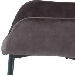 Dunkelgrauer Armlehnenstuhl aus Samt - Estateas (2er Set)