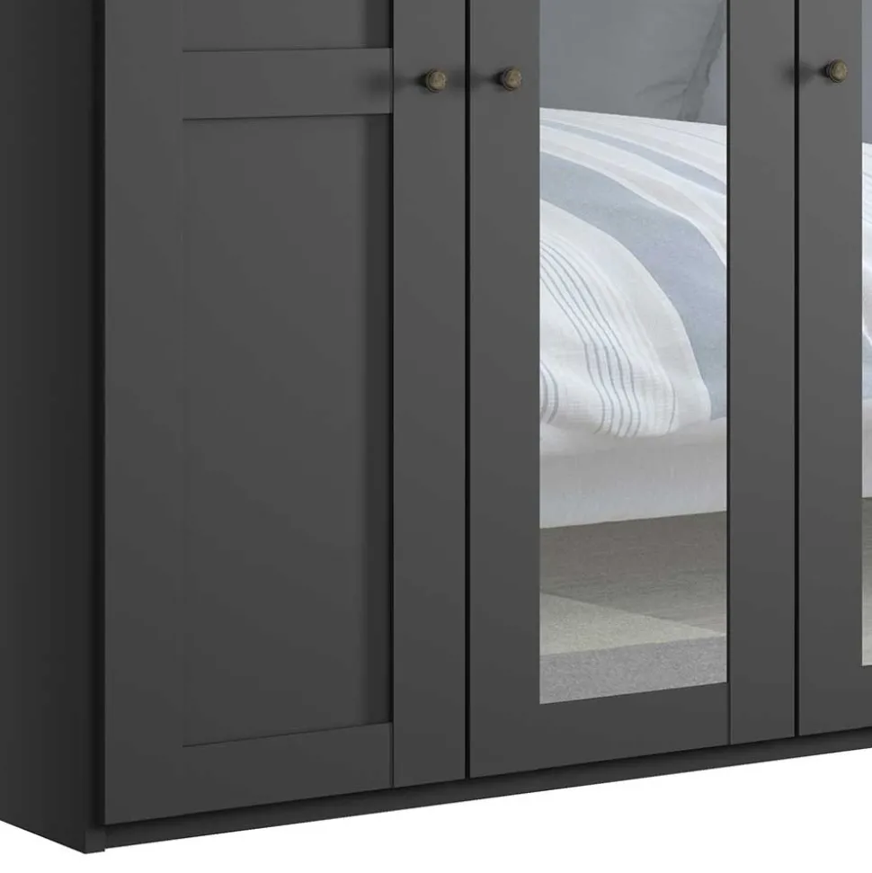 Dunkelgrauer Kleiderschrank mit Spiegeln - Mataram