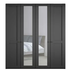 Dunkelgrauer Schlafzimmerschrank 4-türig - Mataram