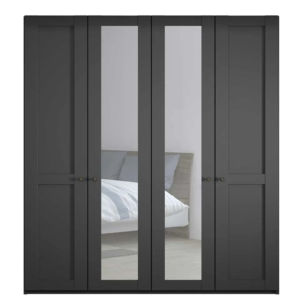 Dunkelgrauer Schlafzimmerschrank 4-türig - Mataram