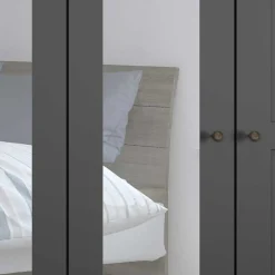 Dunkelgrauer Schlafzimmerschrank 4-türig - Mataram