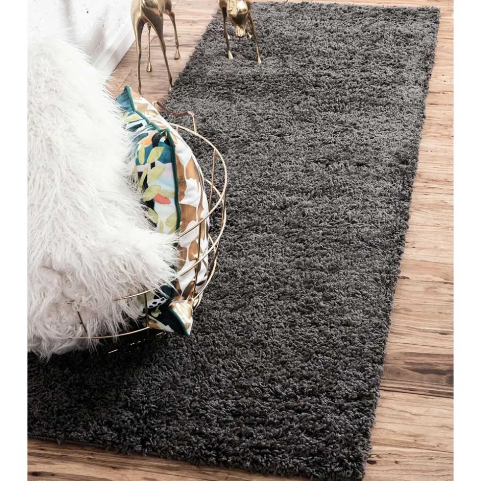 Dunkelgrauer Teppich mit Hochflor - Rosarios