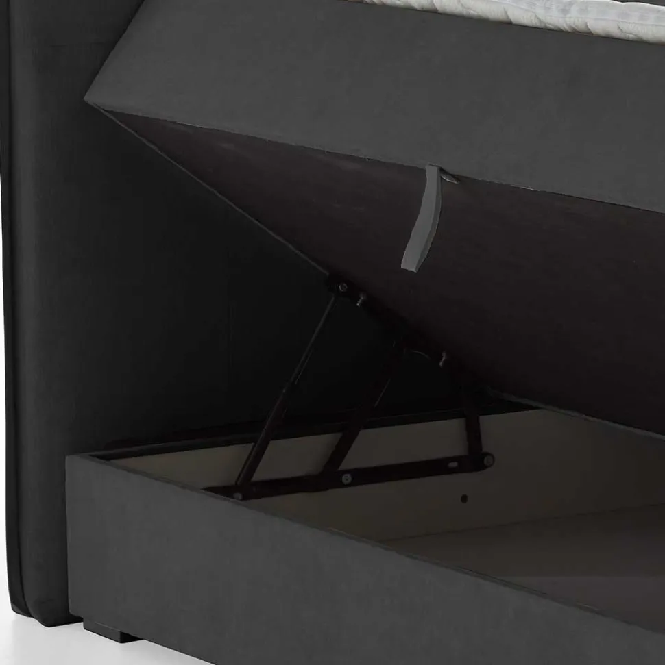 Dunkelgraues Polsterbett mit Bettkasten - Epos