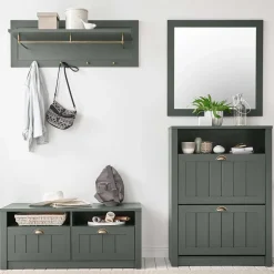 Dunkelgrüne Flurmöbel Kombination - Niestov (vierteilig)
