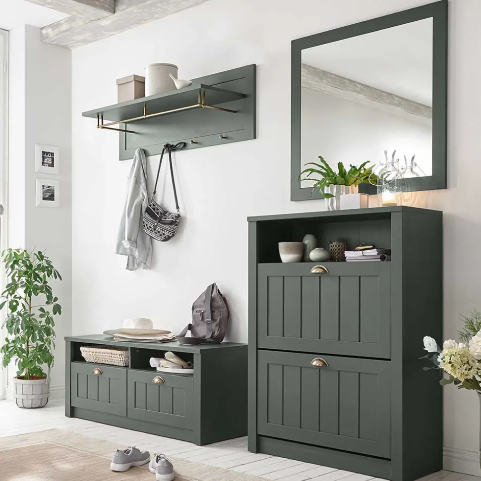 Dunkelgrüne Flurmöbel Kombination - Niestov (vierteilig)