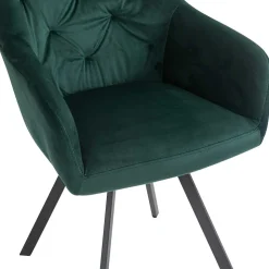 Dunkelgrüner Samt Drehstuhl für den Esstisch - Cali