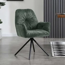 Dunkelgrüner Samt Esstischsessel drehbar - Kadiz