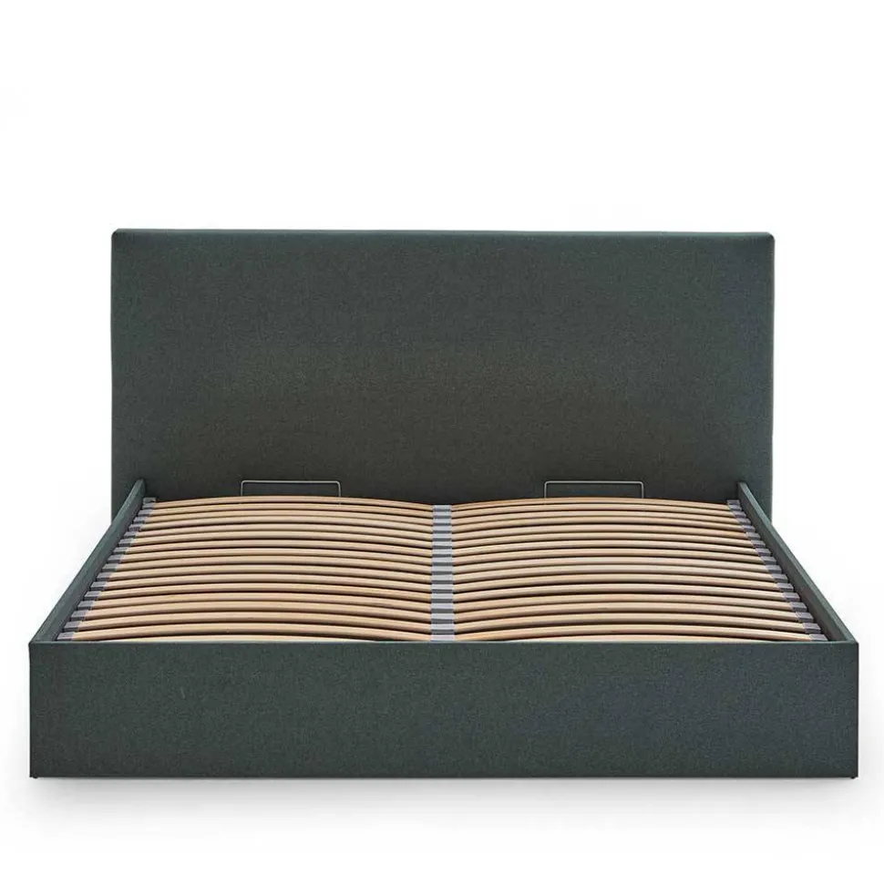 Dunkelgrünes Bett mit Bettkasten - Arabos