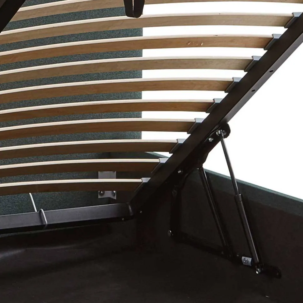 Dunkelgrünes Bett mit Bettkasten - Arabos