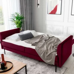 Dunkelrote Schlafcouch mit 140x200 Liegefläche - Giannin