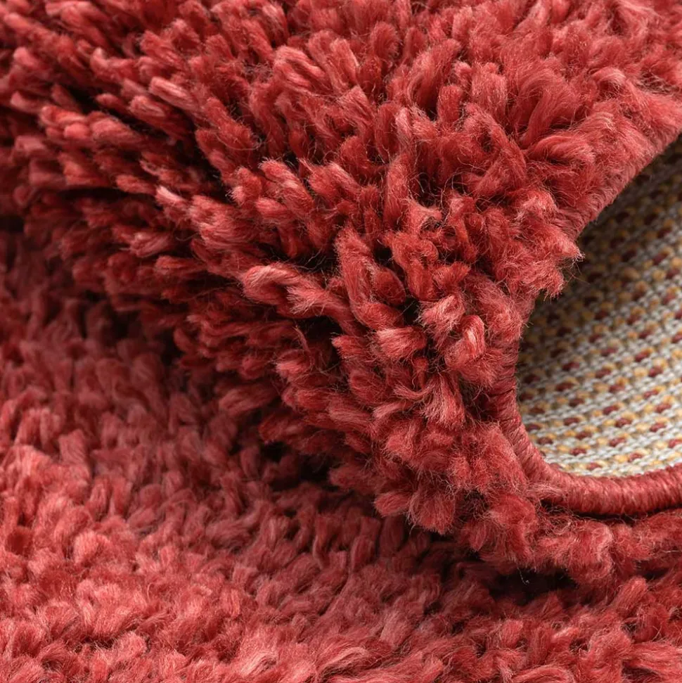 Dunkelroter Teppich in Rund - Salva