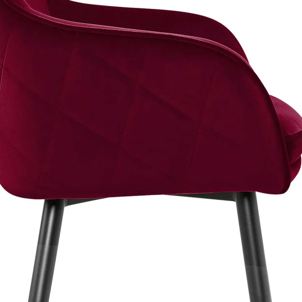 Dunkelroter Tischsessel aus Samt - Laydia