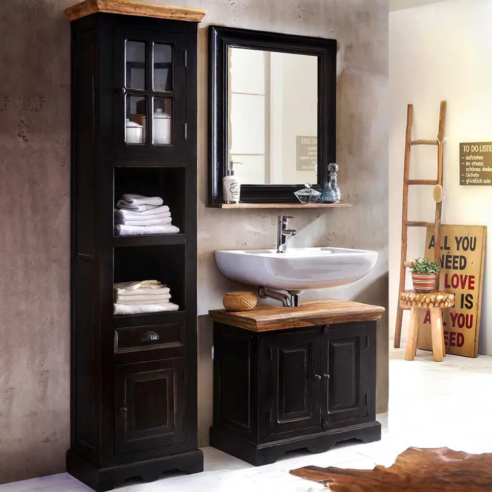 Dunkle Badmöbel im Kolonialstil - Sentiments (dreiteilig)