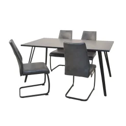 Dunkle Essgruppe mit Schwingstühlen - Basilico (fünfteilig)