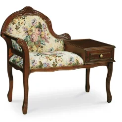 Dunkle Telefonbank im Barock Stil Magari mit floralem Muster