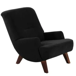 Dunkler Relaxsessel aus Velours Schwarz - Leverias