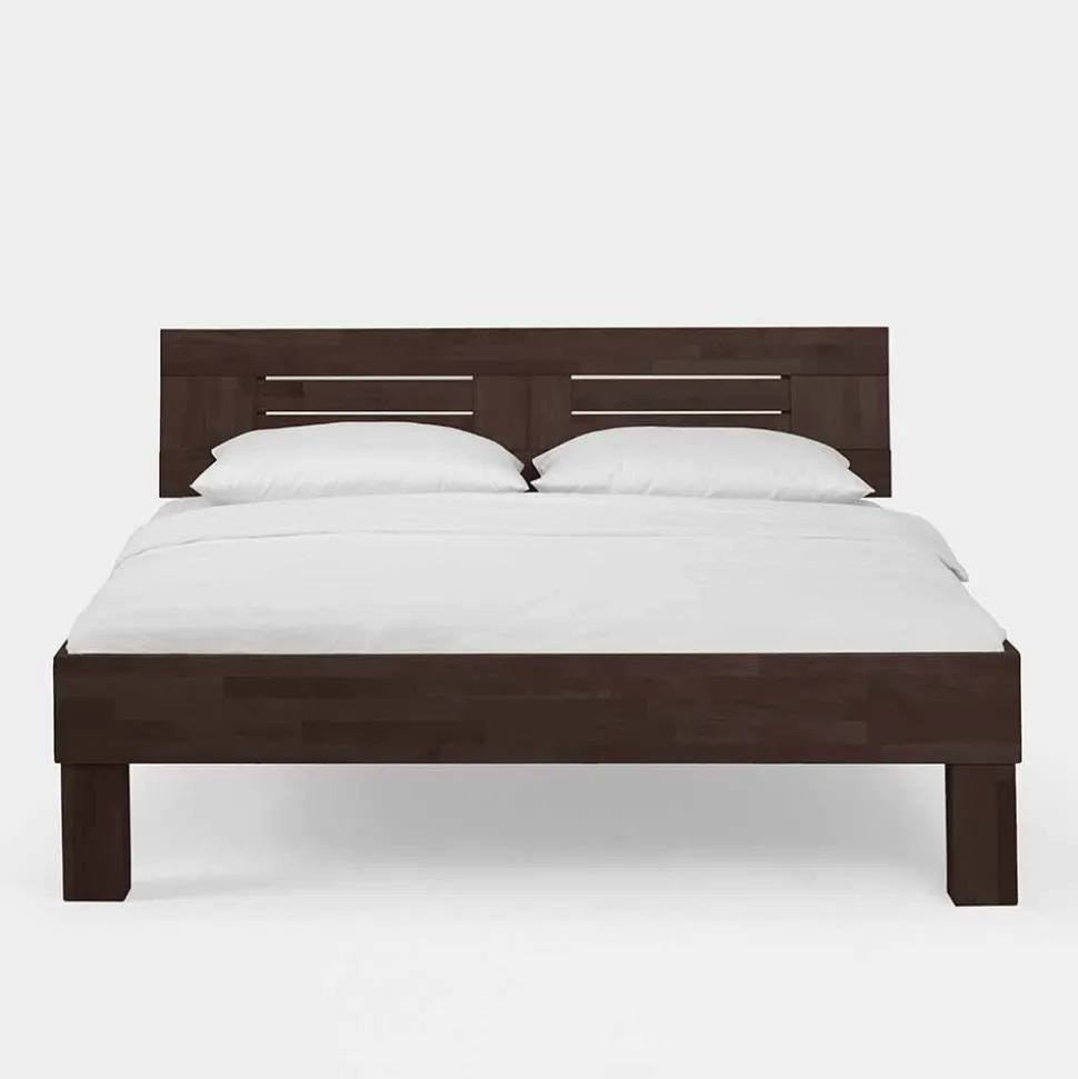 Dunkles Massivholz Bett Ceolata in Buche Wenge lackiert