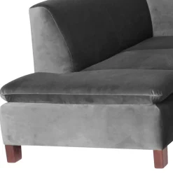 Eckcouch in Anthrazit mit Nussbaum Braun - Sevilaca