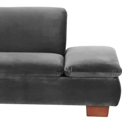 Eckcouch in Anthrazit mit Nussbaum Braun - Sevilaca