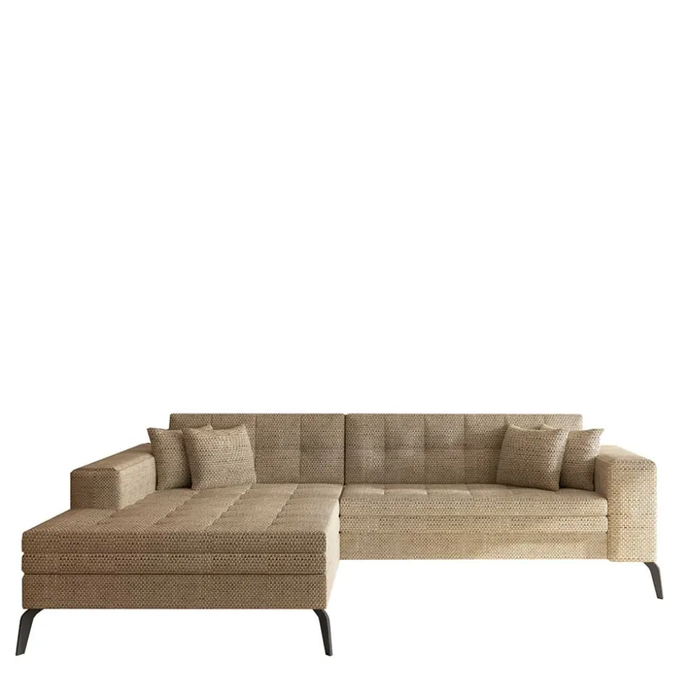 Eckcouch in Beige Strukturstoff - Karibia