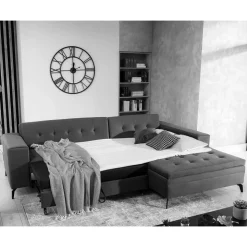 Eckcouch in Beige Strukturstoff - Karibia