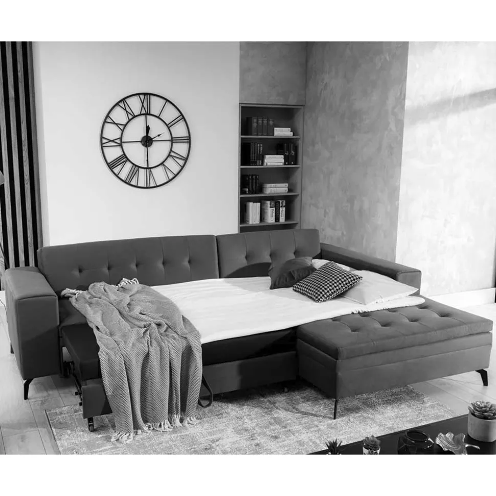 Eckcouch in Beige Strukturstoff - Karibia