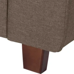 Eckcouch in Beigegrau mit Nussbaum - Abecra