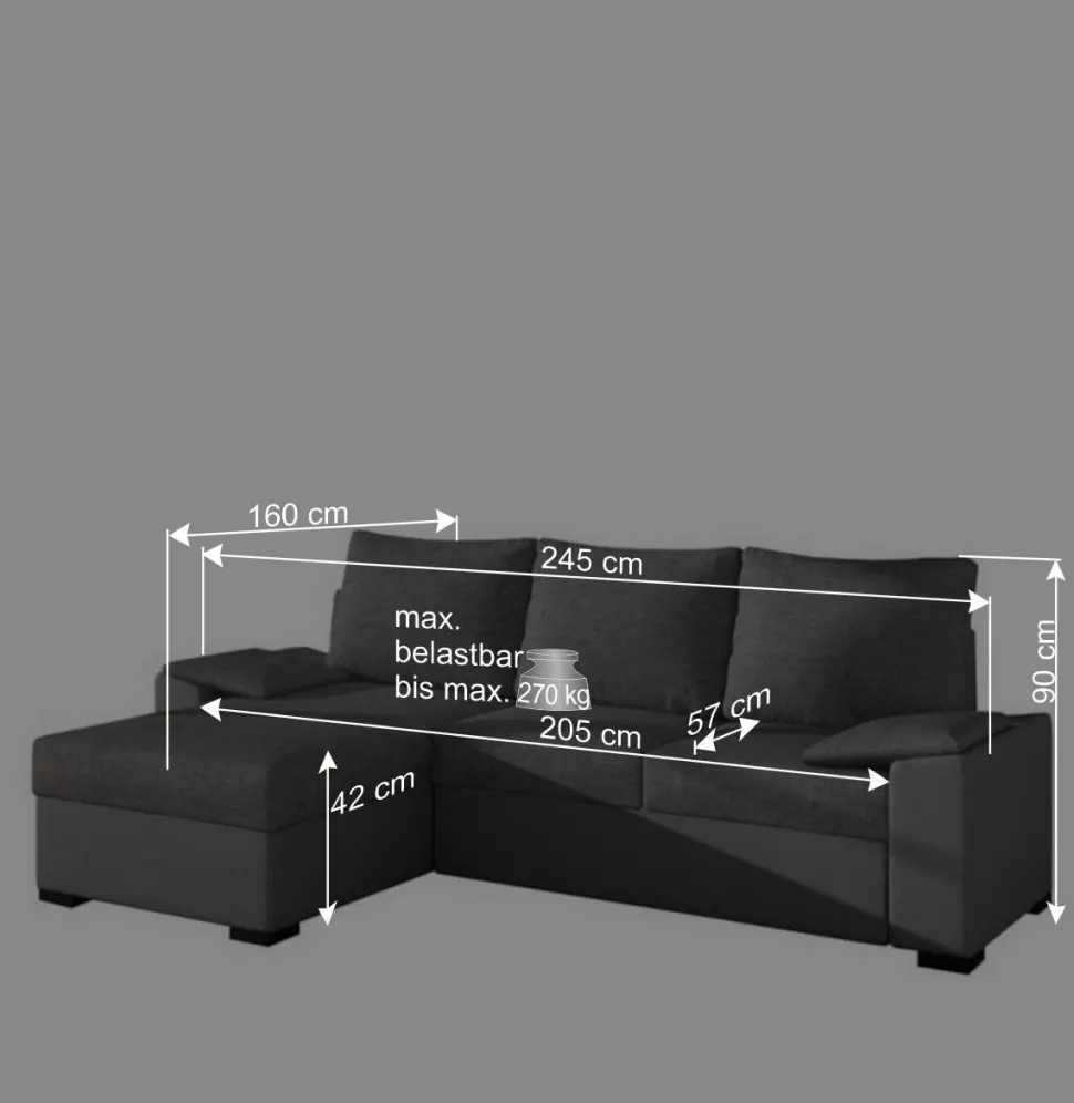 Eckcouch in Magenta und Schwarz - Piratro