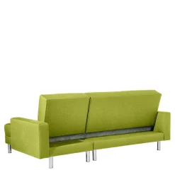 Eck-Schlafcouch in Gelbgrün mit Chrom - Whity (zweiteilig)