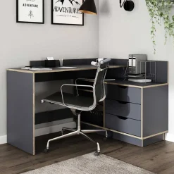 Eckschreibtisch in Anthrazit - Latina