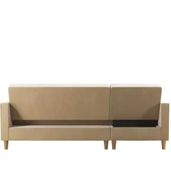 Ecksofa mit Bettfunktion in Creme Samt - Mikolos