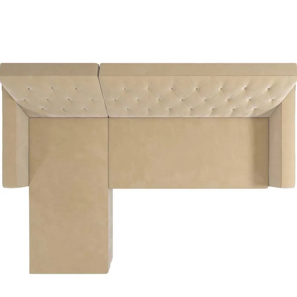 Ecksofa mit Bettfunktion in Creme Samt - Mikolos