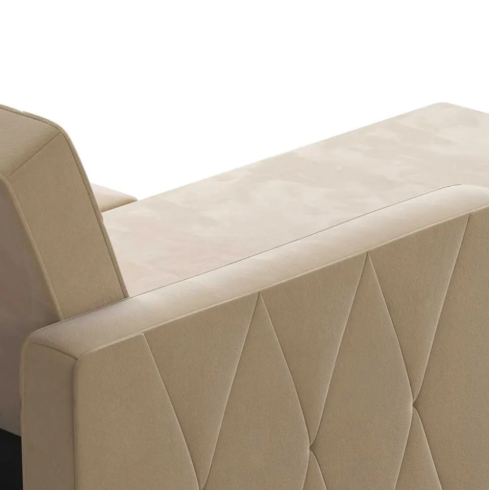 Ecksofa mit Bettfunktion in Creme Samt - Mikolos