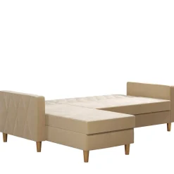 Ecksofa mit Bettfunktion in Creme Samt - Mikolos