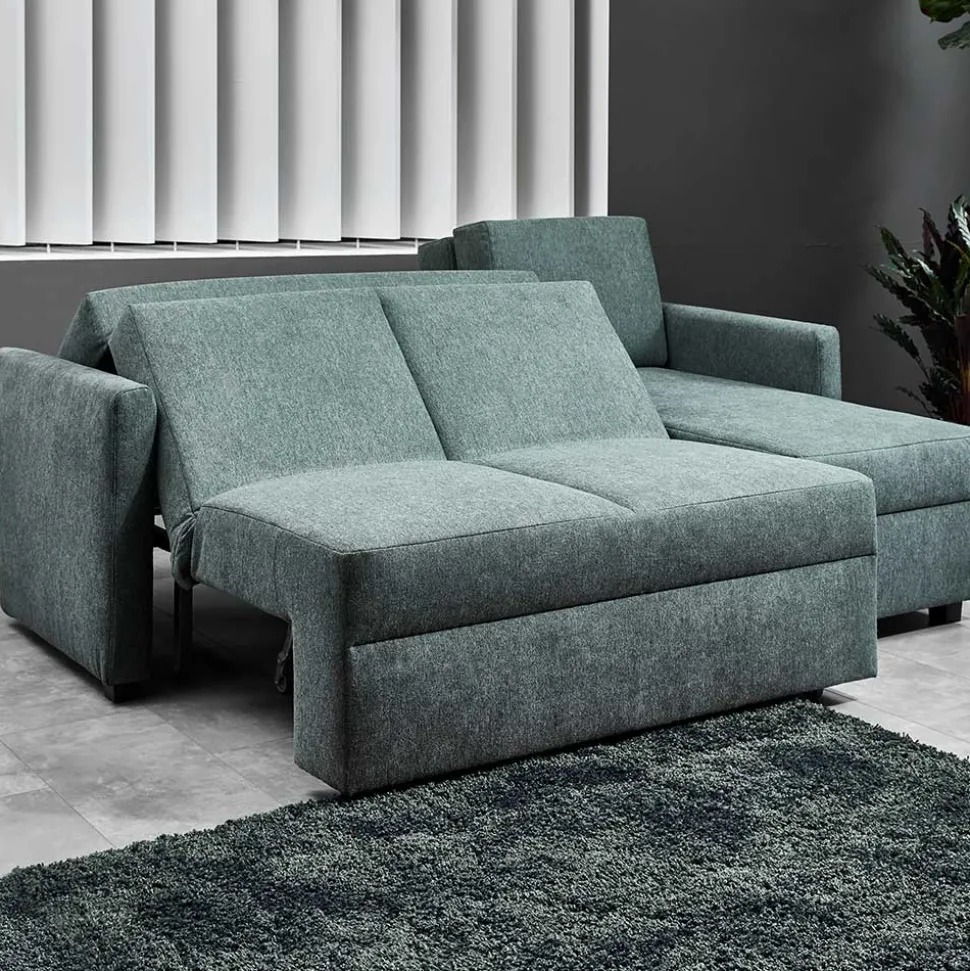 Ecksofa zum Ausziehen in Graugrün - Cestina