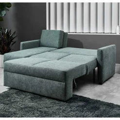 Ecksofa zum Ausziehen in Graugrün - Cestina