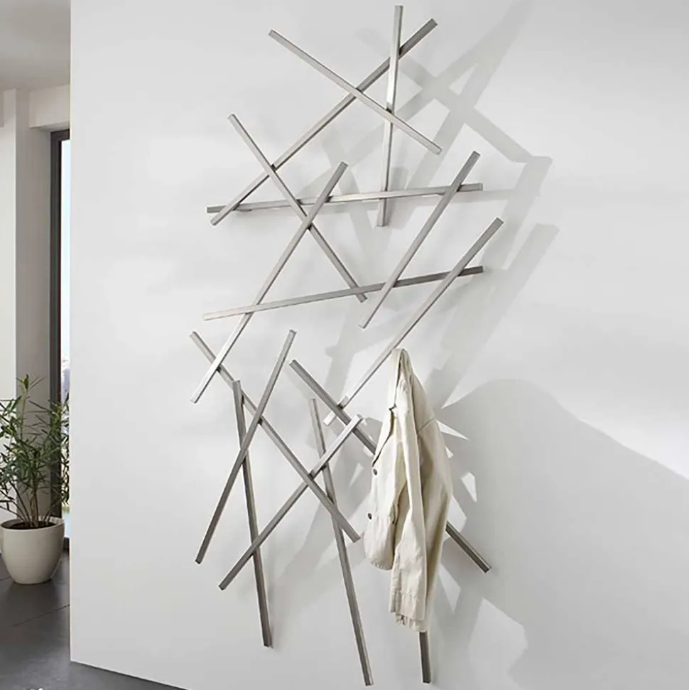 Edelstahl Garderobe mit zehn Haken - Shines