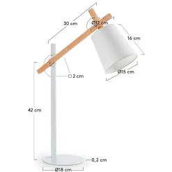 Edle Tischlampe in Weiß & Buche - Oregana