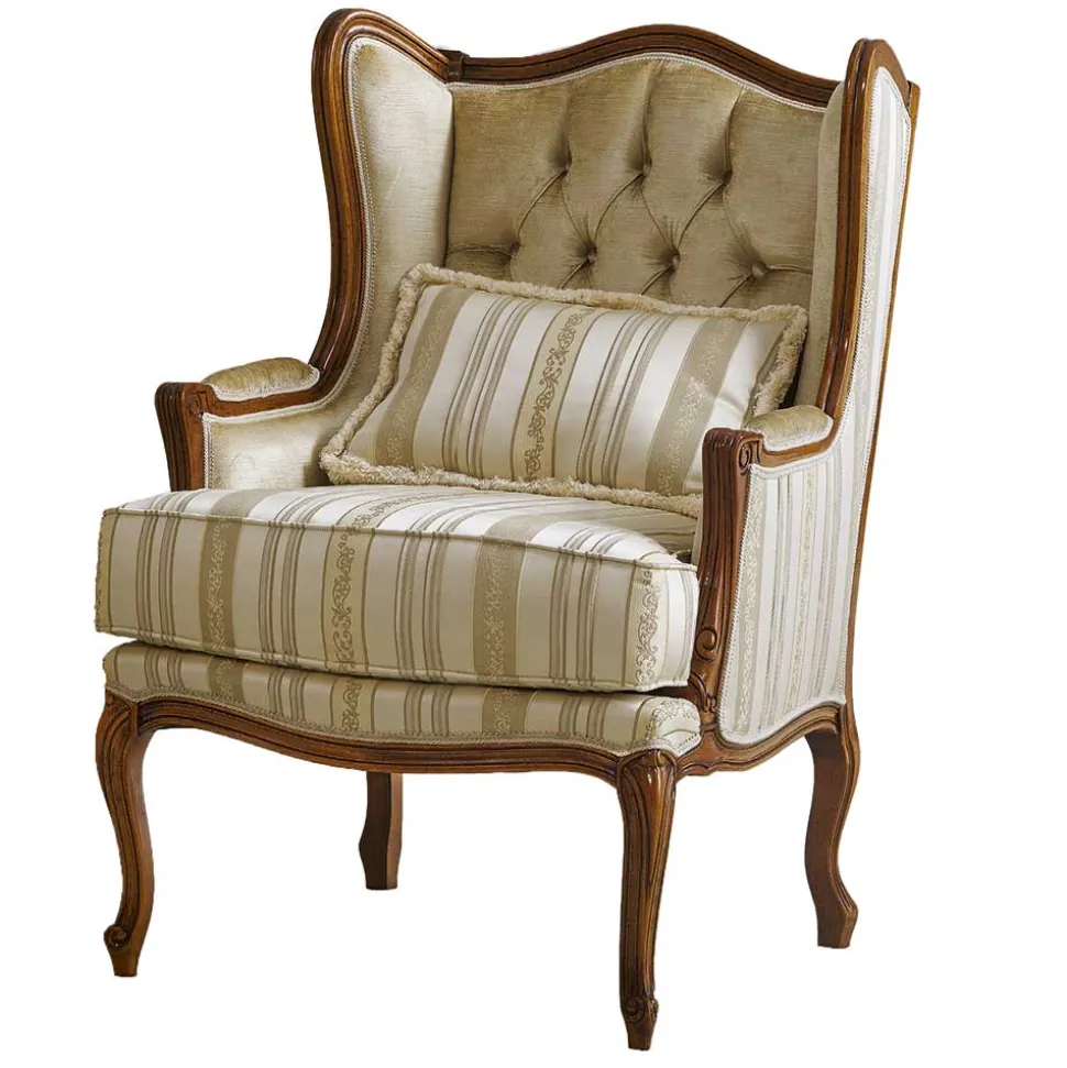 Edler Ohrensessel in Beige und Cremefarben - Hulmane