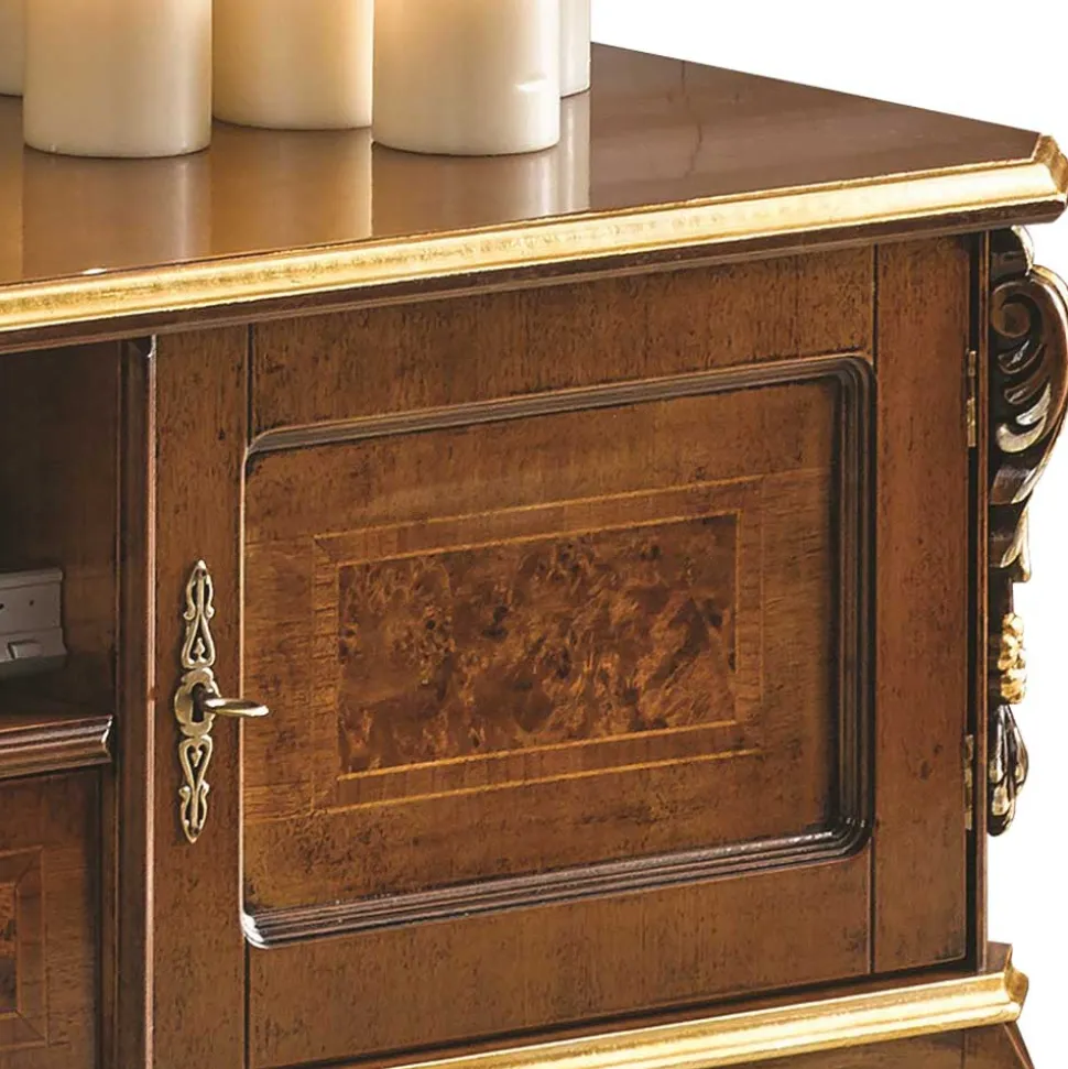 Edles TV Board in Nussbaum & Gold - Acsandrio