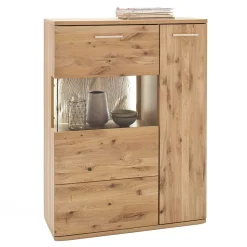 Eiche Bianco Highboard mit Glas Einsatz - Crokas I
