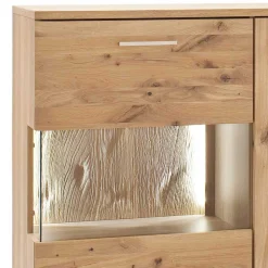 Eiche Bianco Highboard mit Glas Einsatz - Crokas I