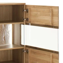 Eiche Bianco Highboard mit Glas-Einsätzen - Crokas