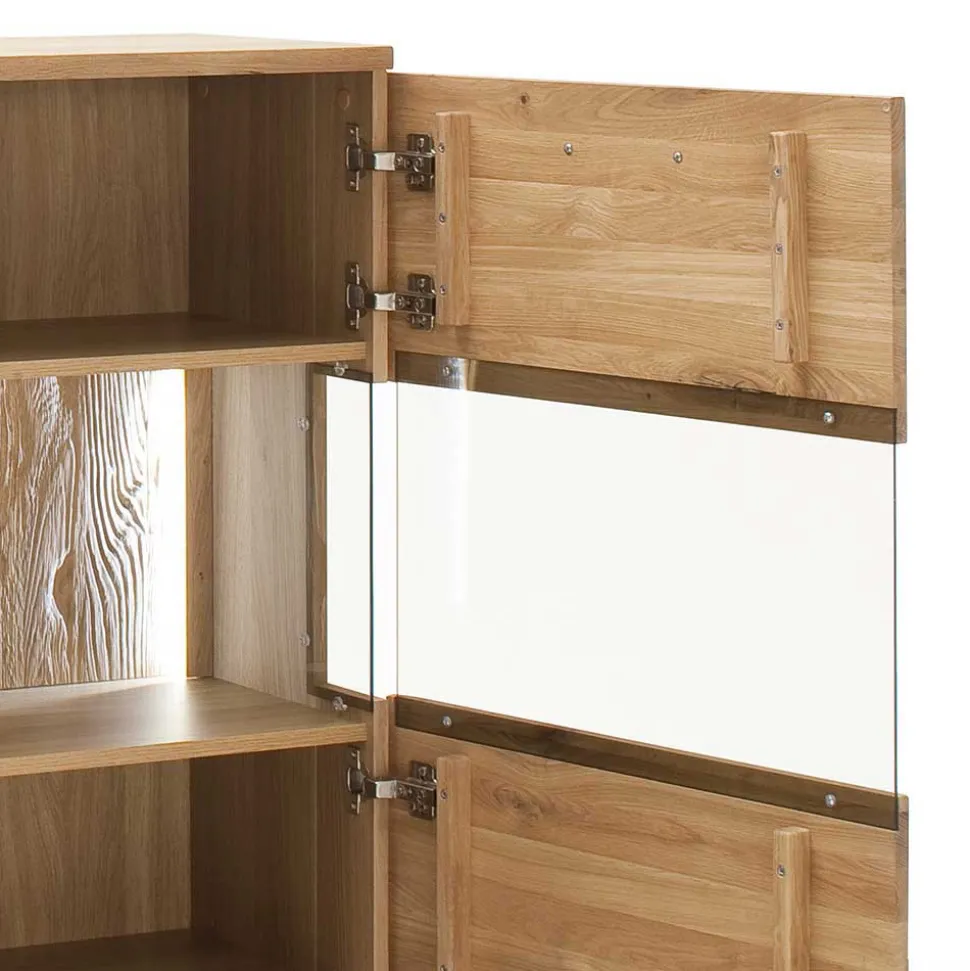 Eiche Bianco Highboard mit Glas-Einsätzen - Crokas