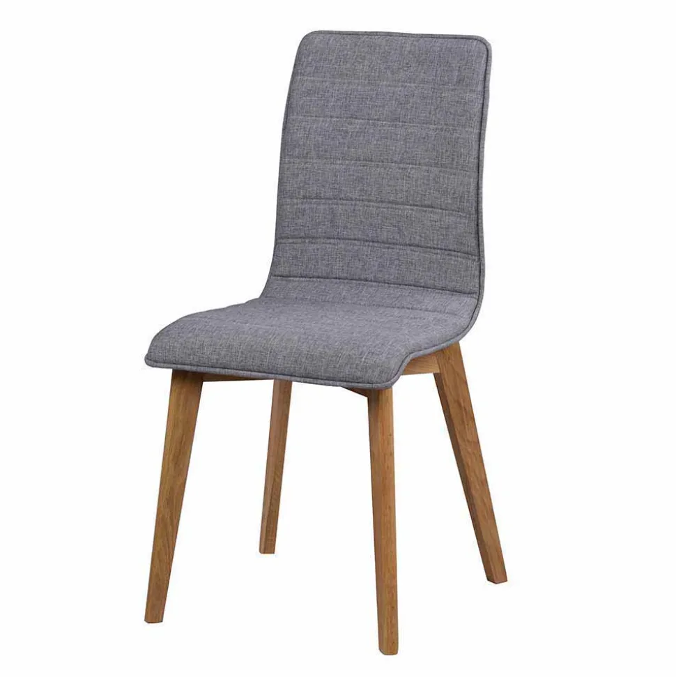 Eiche Esstisch Set mit Polsterstühlen - Number (fünfteilig)