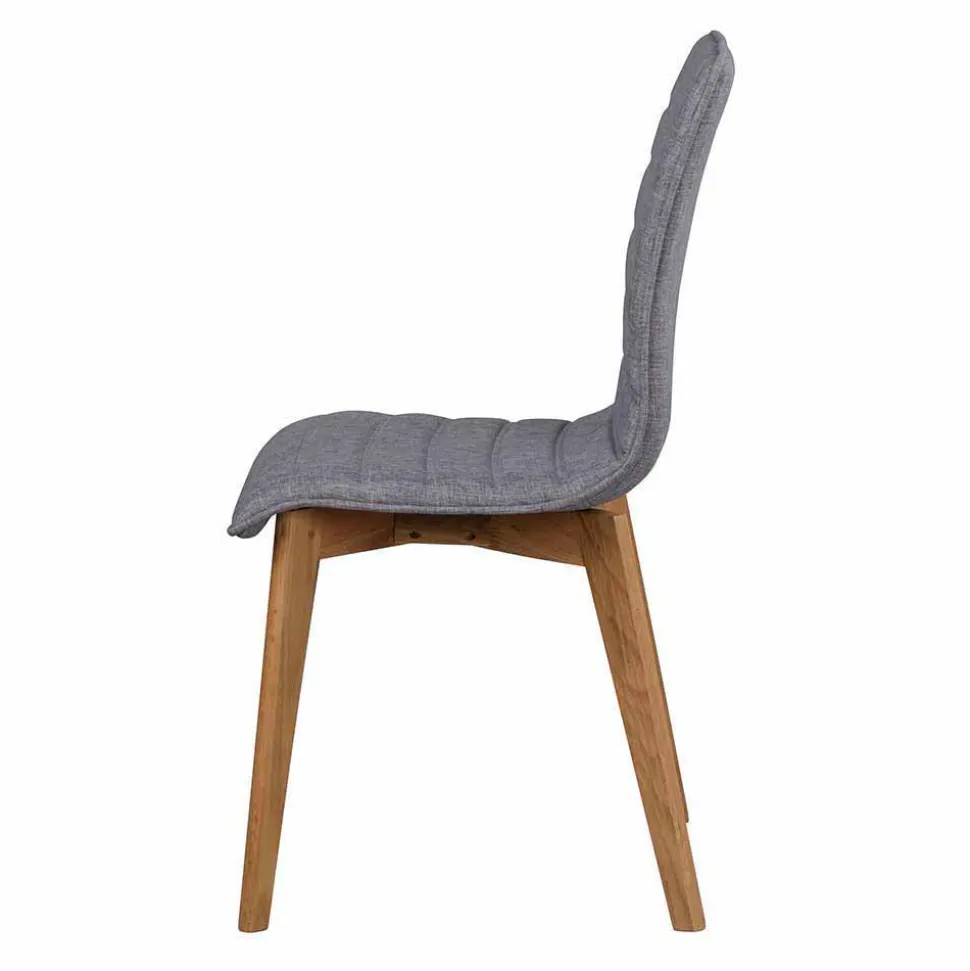 Eiche Esstisch Set mit Polsterstühlen - Number (fünfteilig)