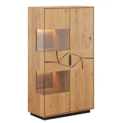 Eichenholz Highboard mit Hirnholz Applikation - Deruta