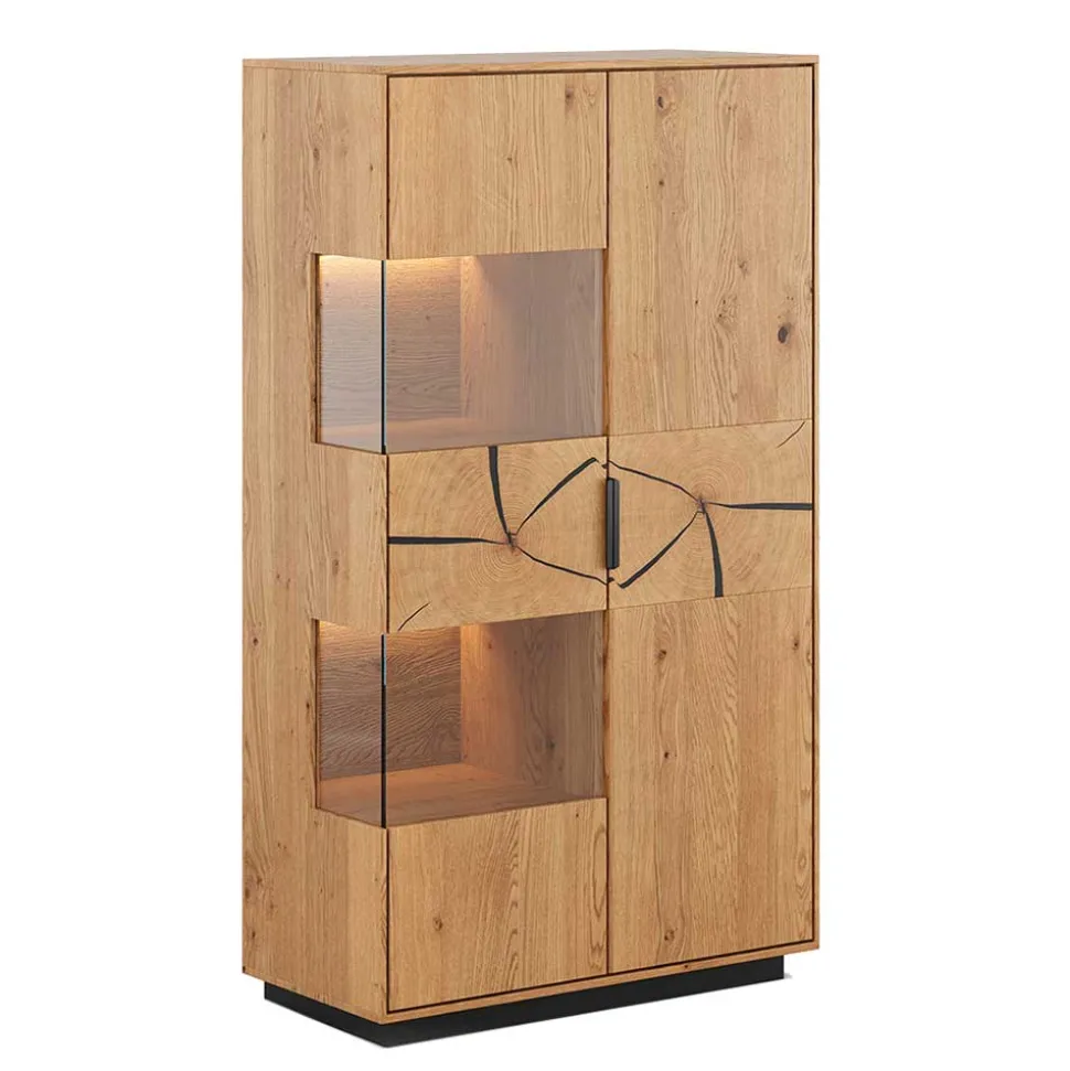 Eichenholz Highboard mit Hirnholz Applikation - Deruta